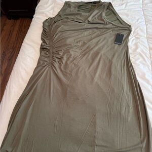 Eloquii Olive Green Jersey Maxi Dress with Side Ruching